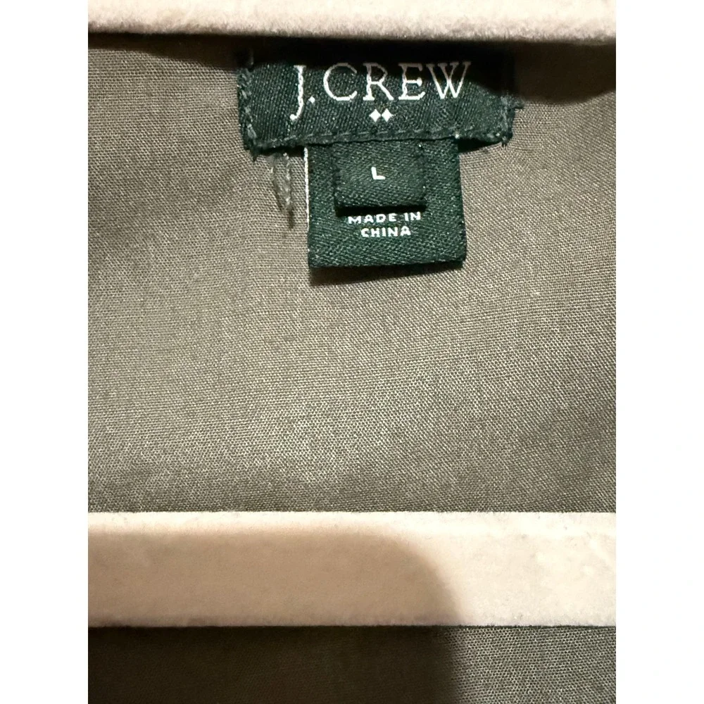 J Crew‎ Utility Jacket Military Green Cargo Pockets Zip Snap Button Sz L